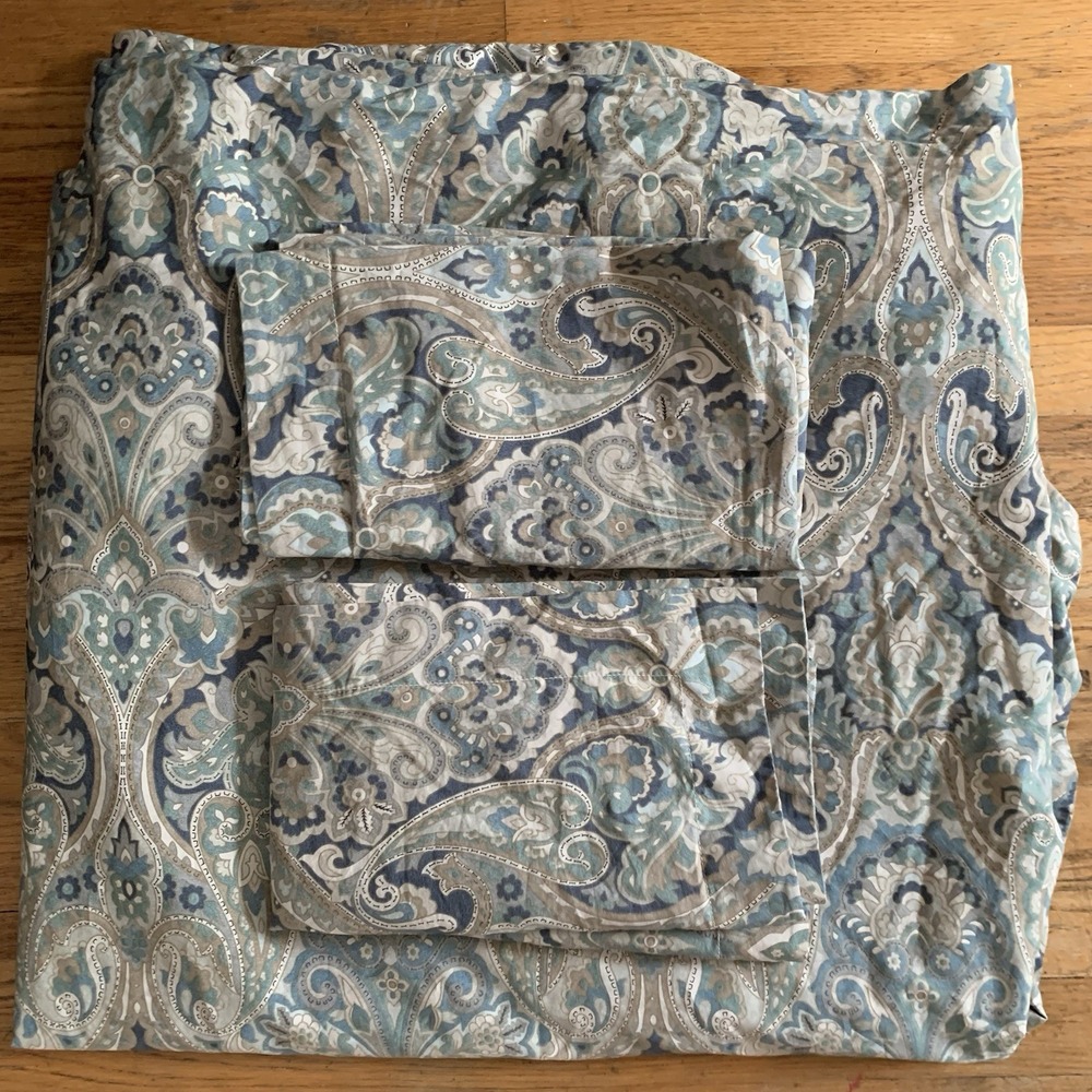 Pottery Barn Mackenna Paisley Duvet Cover 2 Shams Full Queen